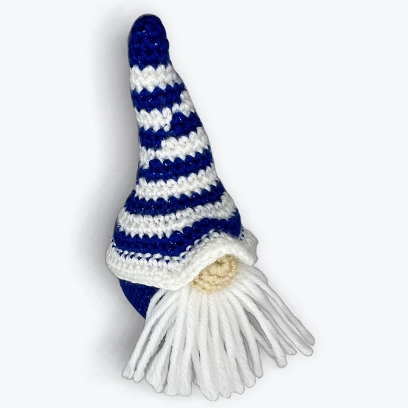 Handmade Crochet Holiday Gnome Hanukkah Theme or Blue Christmas Theme - Picture 3 of 9